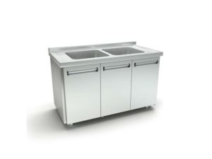 Λάντζα κλειστή 135x70x87cm με ανοιγόμενες πόρτες με 1 γούρνα 50x50cm - LANKL135A1G