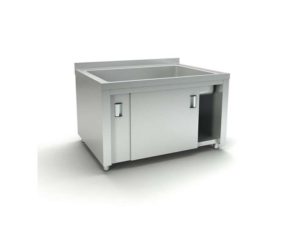 Λάντζα κλειστή 140x70x87cm με συρόμενες πόρτες με 1 μεγάλη γούρνα 96x51cm - LANK140.B.1